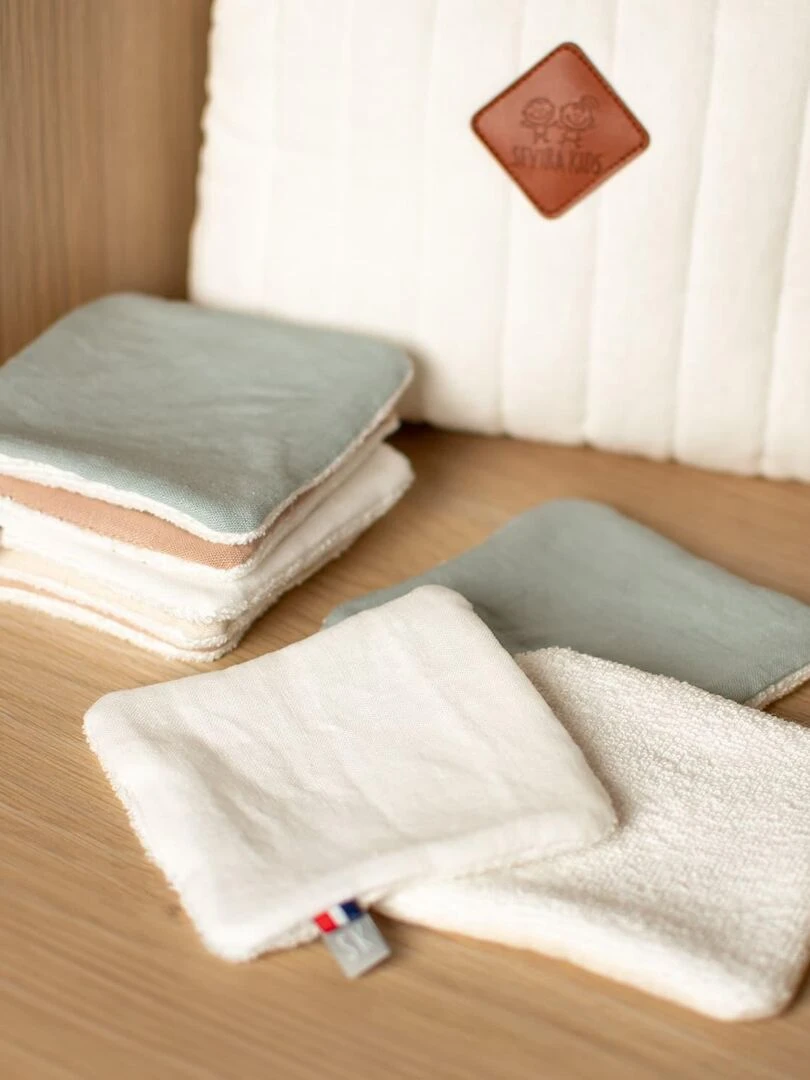Lingettes bébé lavables en lin 8 pièces Ecru