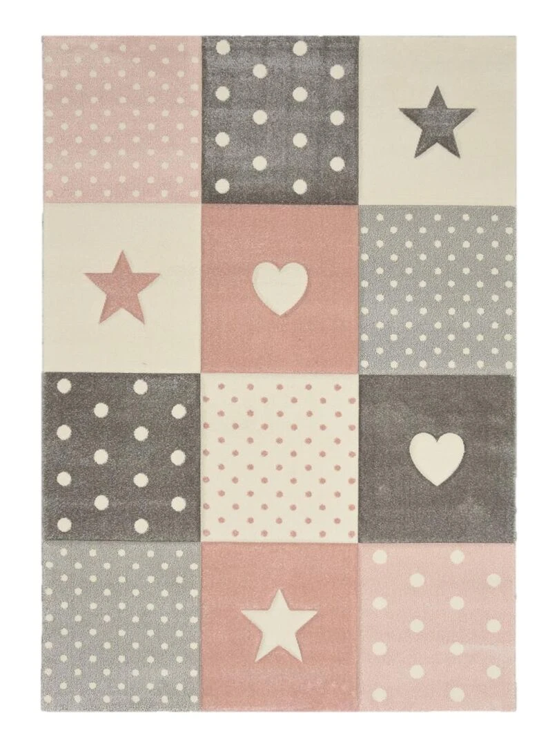 Tapis enfant MINIKIDS en polypropylène doux et soyeux OEKO TEX® Rose