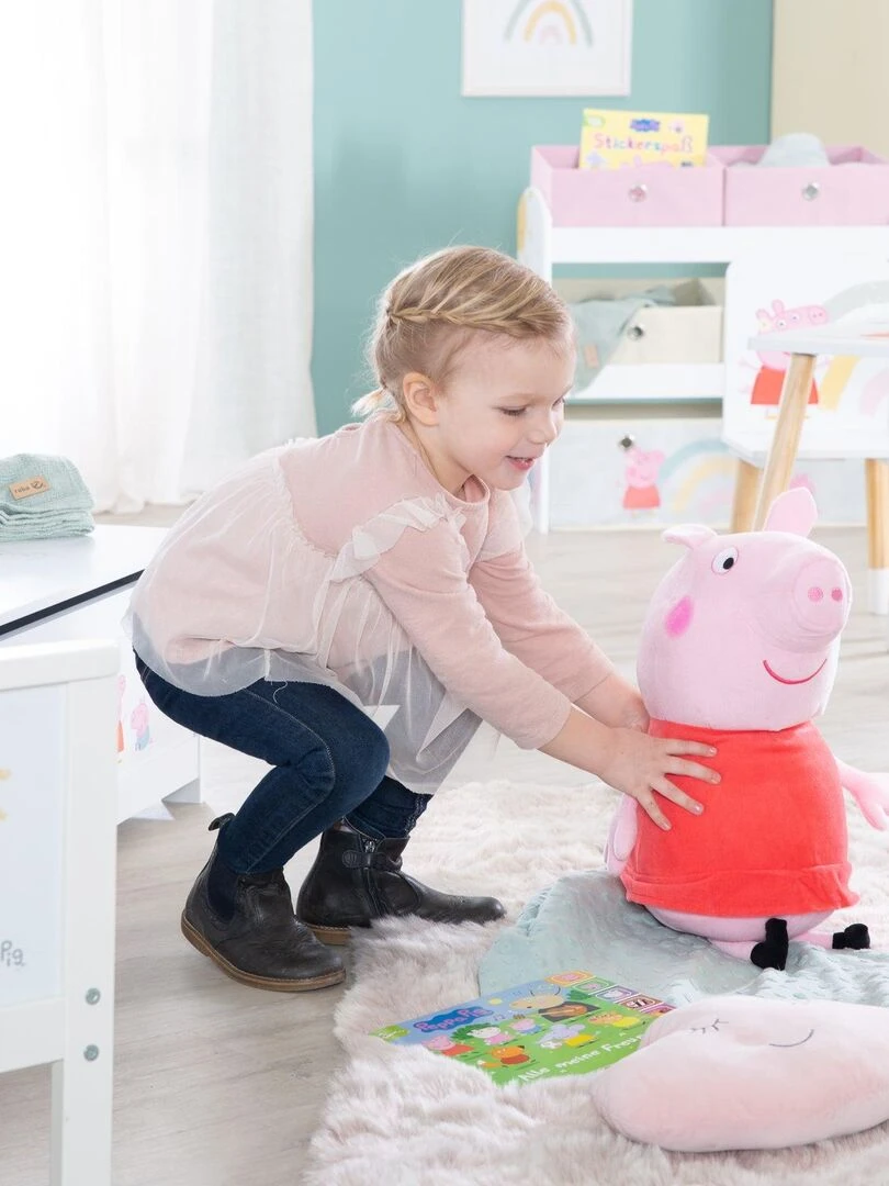 ROBA Toise Murale pour la Chambre d'Enfant 'Peppa Pig'   Échelle de 70 à 150 cm   Motif Truie   Rose   Blanc Rose clair Gris