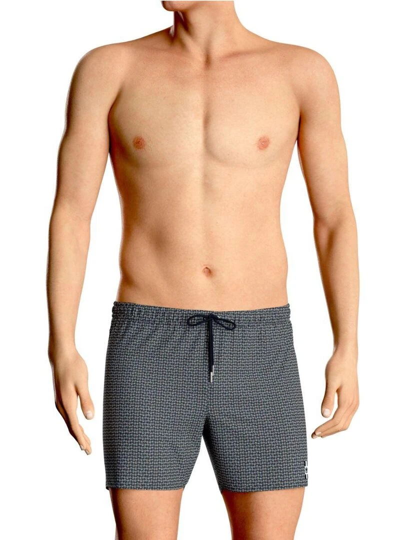 Short de plage bleu avec ceinture élastique + cordon de serrage Bleu