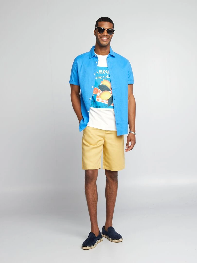 Chemise épaisse à manches courtes Bleu