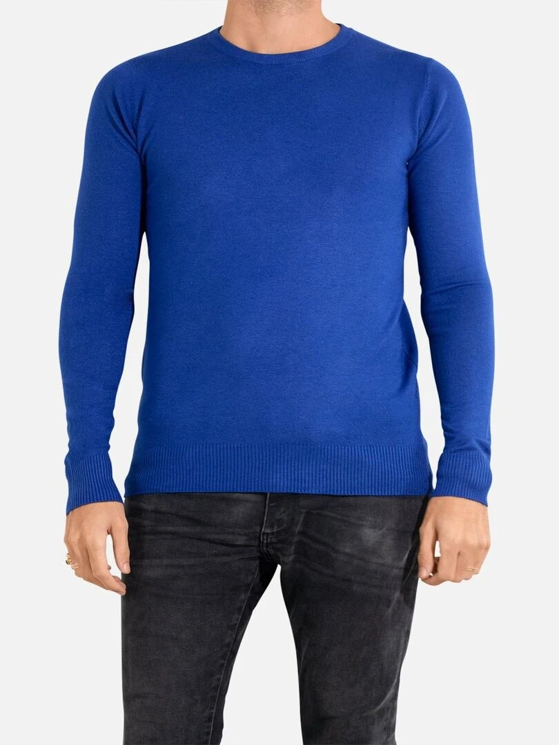 Pull manches longues col rond Kebello Bleu