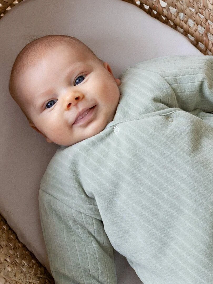 Bemini Gigoteuse avec moufles Pady velvet et jersey Vert pistache