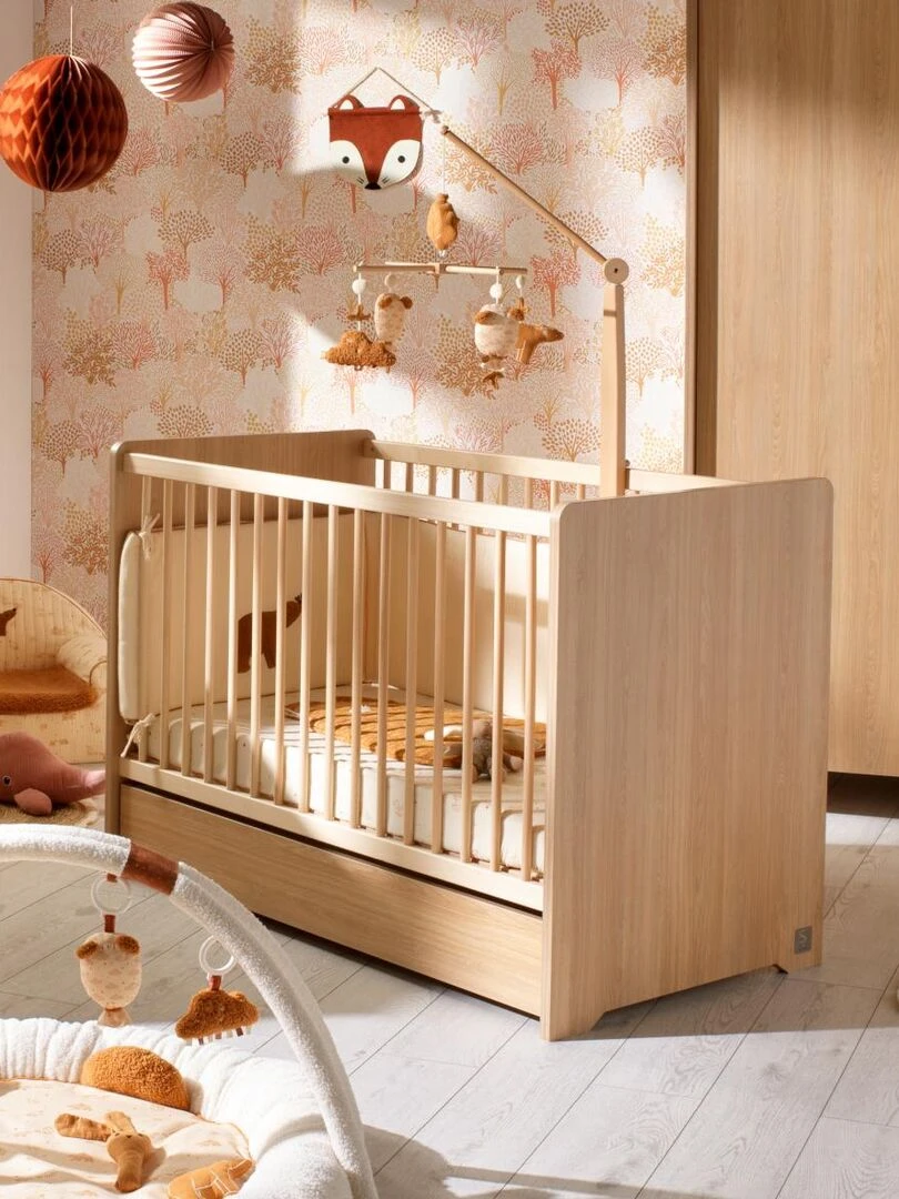 Tiroir de lit bébé 120x60 décor bois chêne miel   SAUTHON   Marron