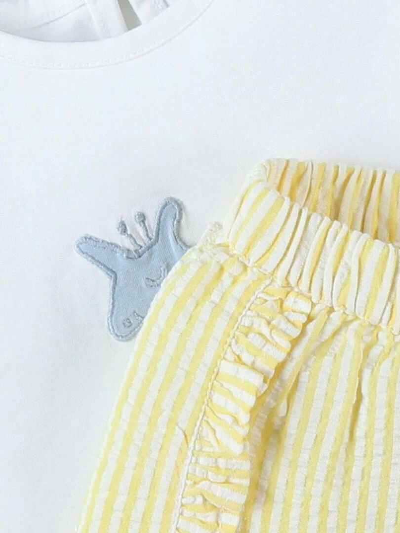 Set t shirt girafe + short  jaune/écru   Noukie's   Blanc