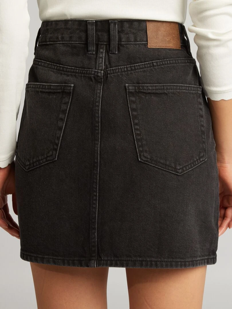 Jupe courte en denim   Noir
