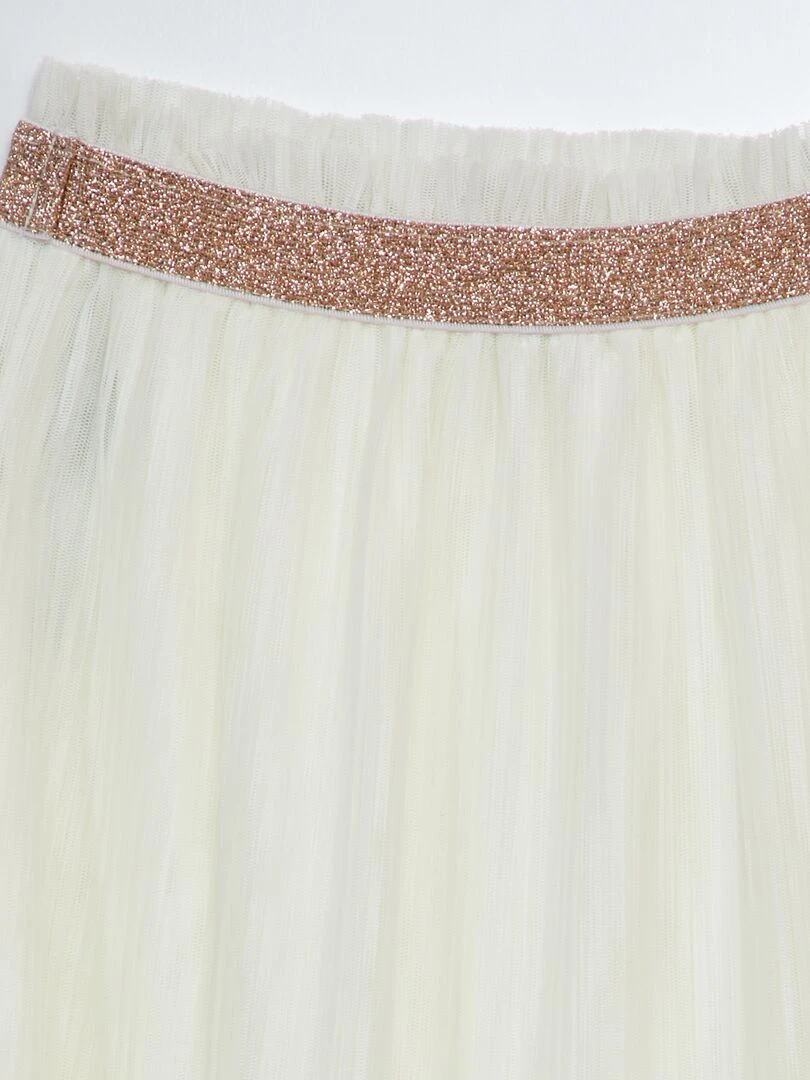 Jupe en tulle plissé et ceinture pailletée blanc