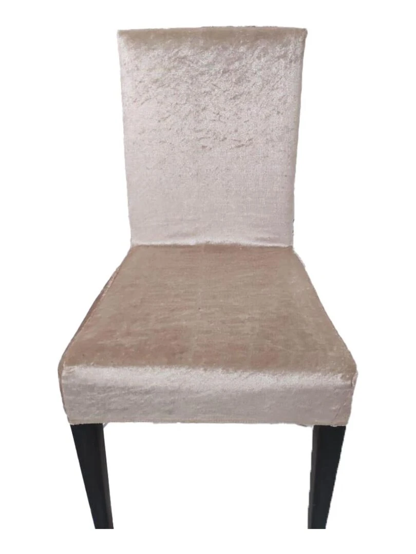 1 Housse de chaise velours Beige Beige