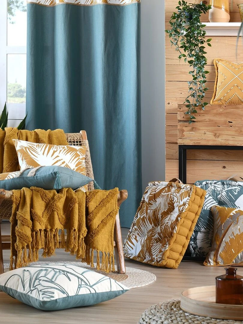 Coussin de sol 45x45 cm Bamako safran coton   Jaune