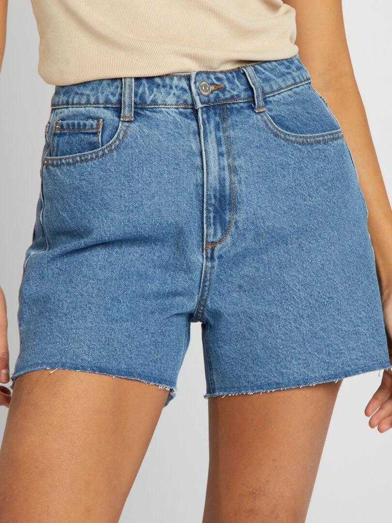 Short en jean coupé à cru Bleu