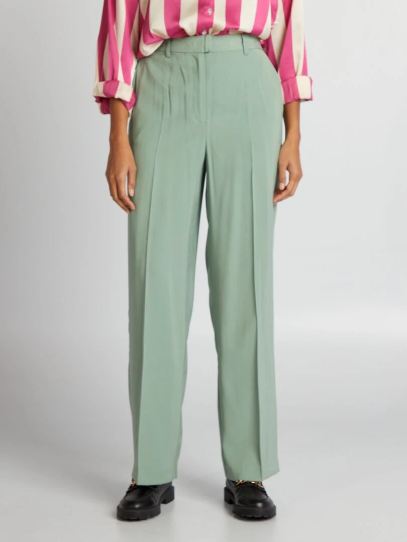 Pantalon droit taille haute Vert olive