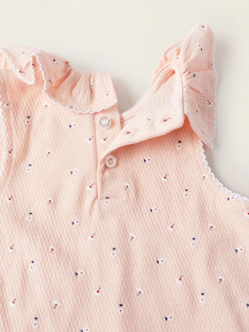 Robe Florale pour Nouveau Né manches courtes   Rose clair