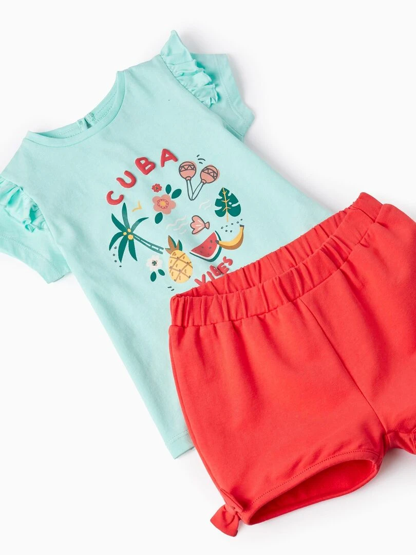 T Shirt + Short pour Bébé Fille 'Cuba'  CUBA   Vert clair