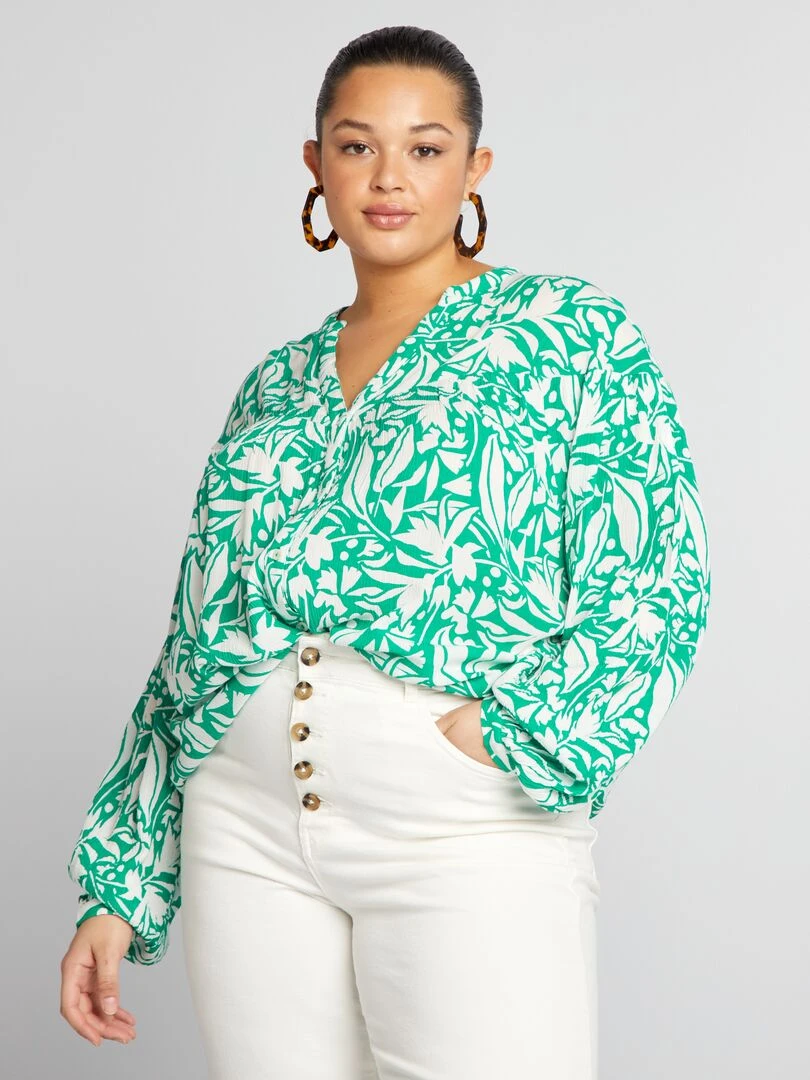 Chemisier fluide imprimé   Vert