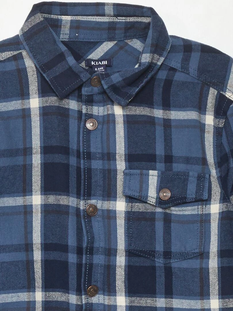 Chemise en flanelle   Bleu à carreaux