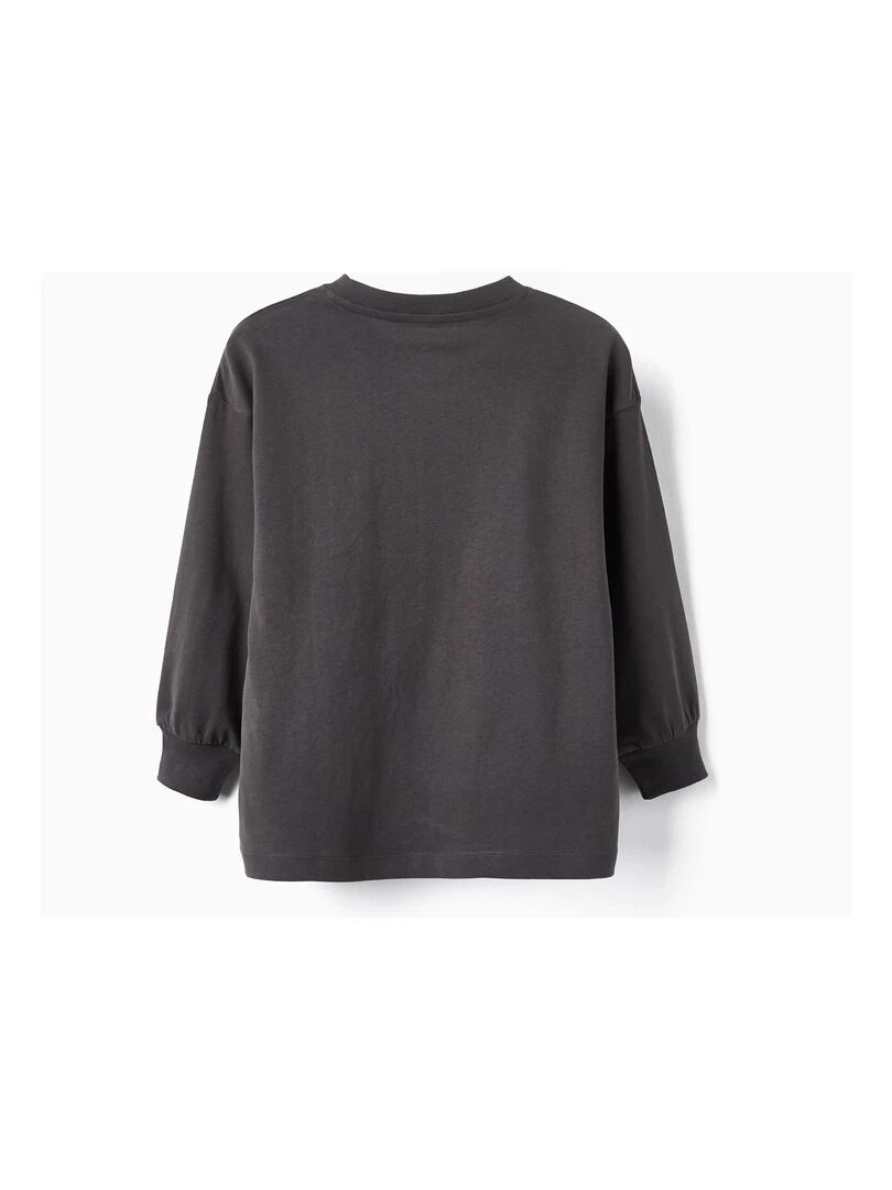 T shirt à manches longues great world 'Zippy' Gris foncé
