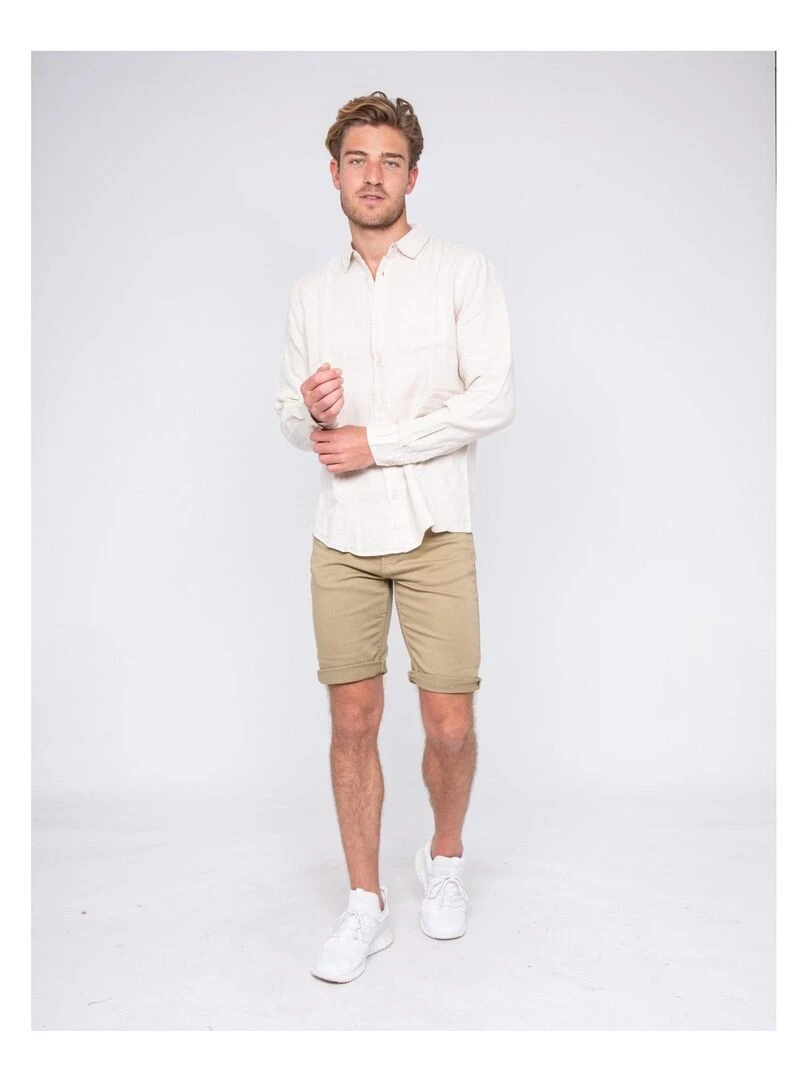 Chemise manches longues lin et coton DALICOT   Beige