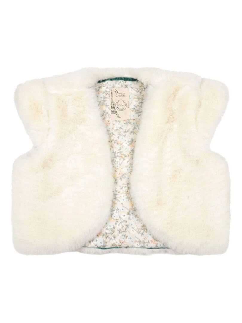 Veste Boléro Cérémonie Fille  Fausse Fourrure Beige  PELUCHE   'LA FAUTE A VOLTAIRE'   Blanc cassé