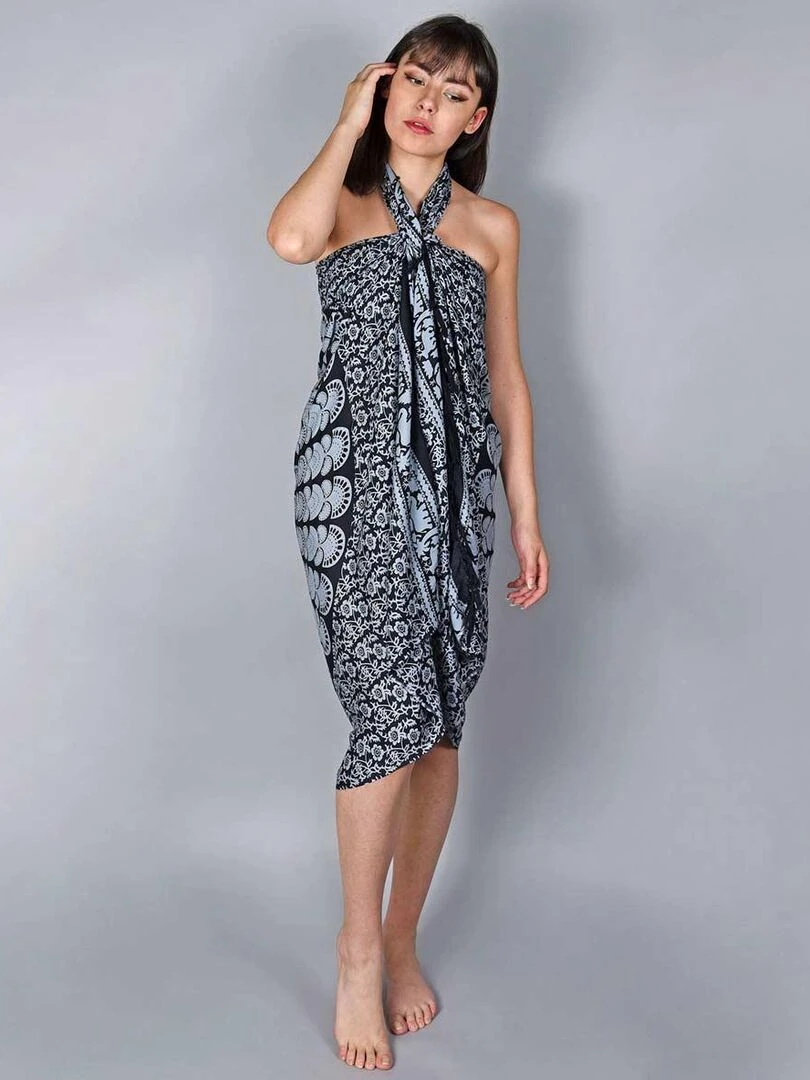 Paréo Batik Mandala Gris