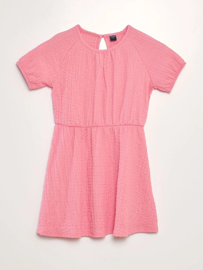 Robe en maille gaufrée rose