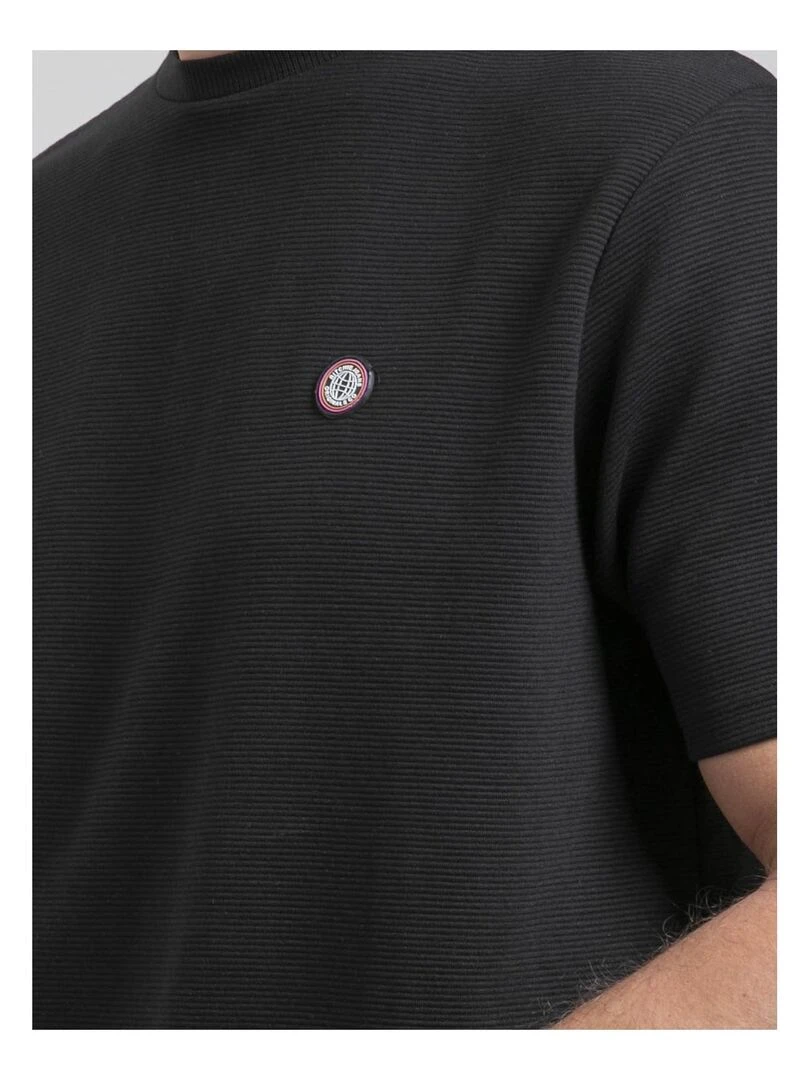 T shirt col rond pur coton oversize NEWAX   Noir