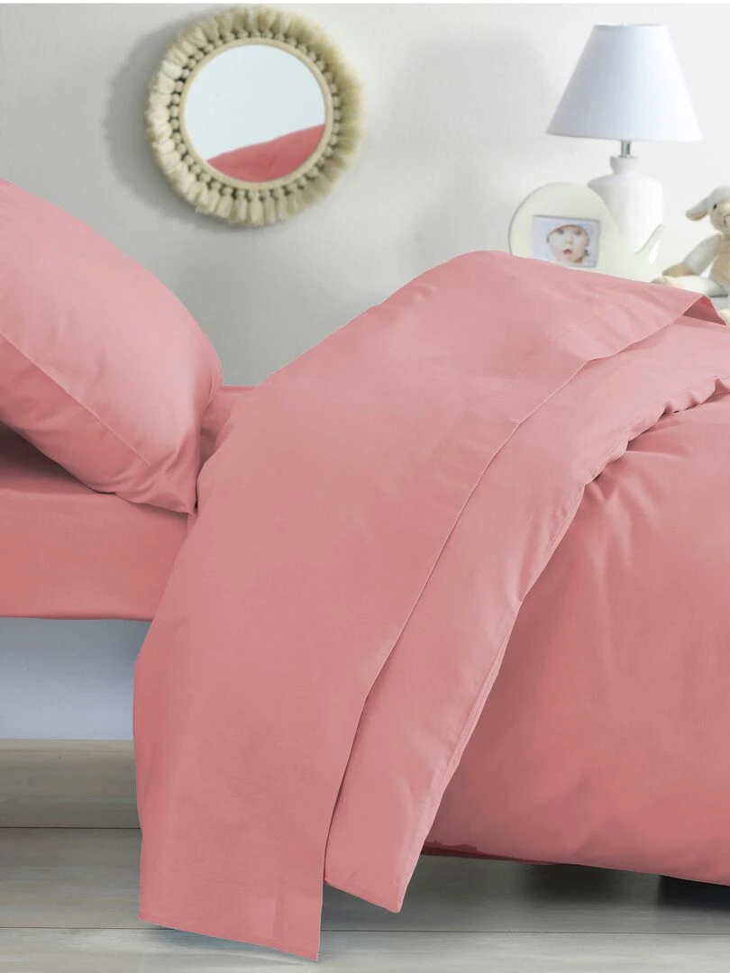 Drap dousse lit bébé 60x120 cm 100% coton Bio 'P'tit Basile' Rose foncé