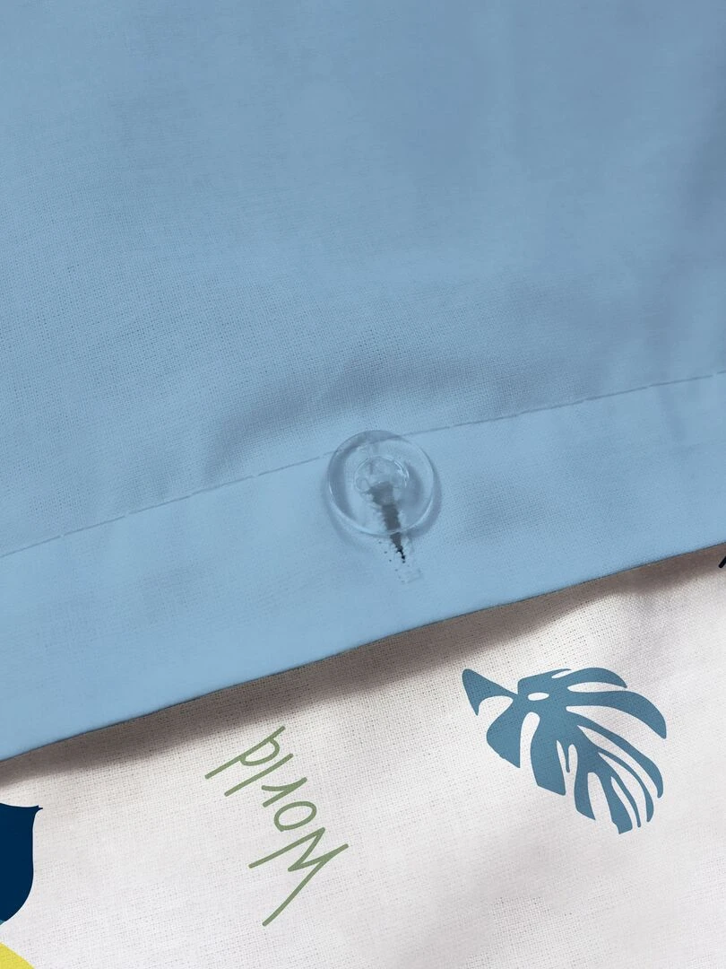 Parure de lit 1 personne réversible   Bleu