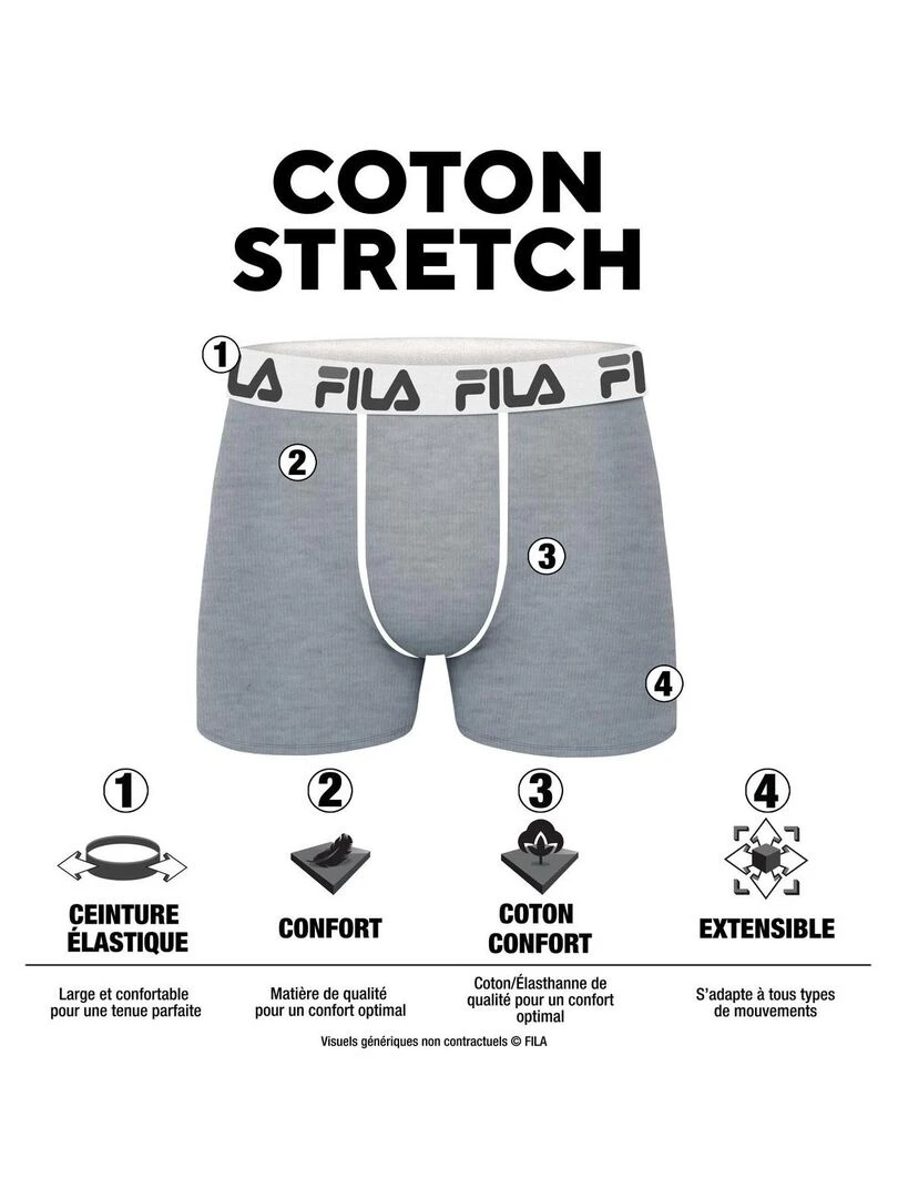 Lot de 4 boxers homme en coton FU5166 Fila Noir