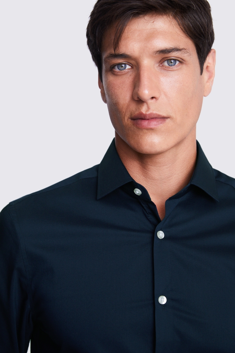 Slim Fit Dark Blue Stretch Shirt Buy Online at Moss