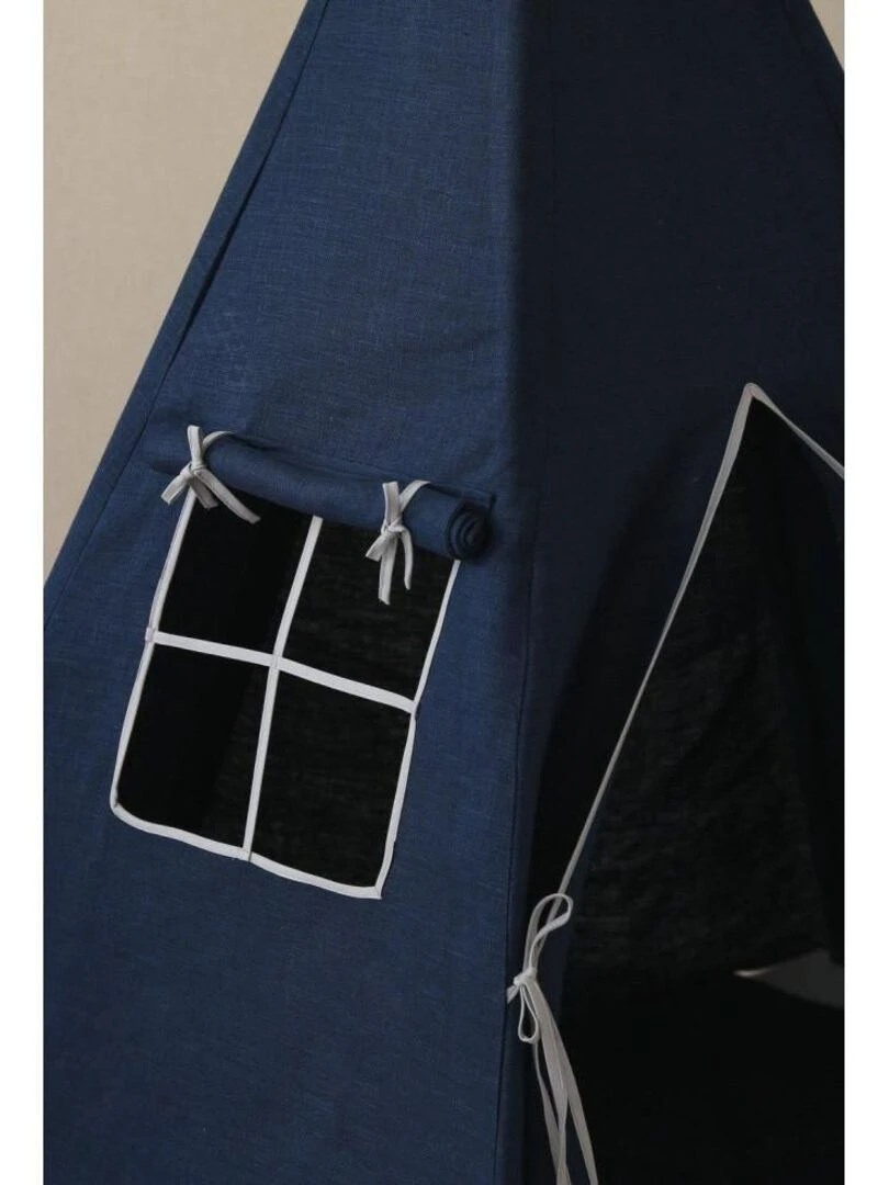 Tente Tipi Bleu Marine Lin Naturel   Moi Mili   N/A
