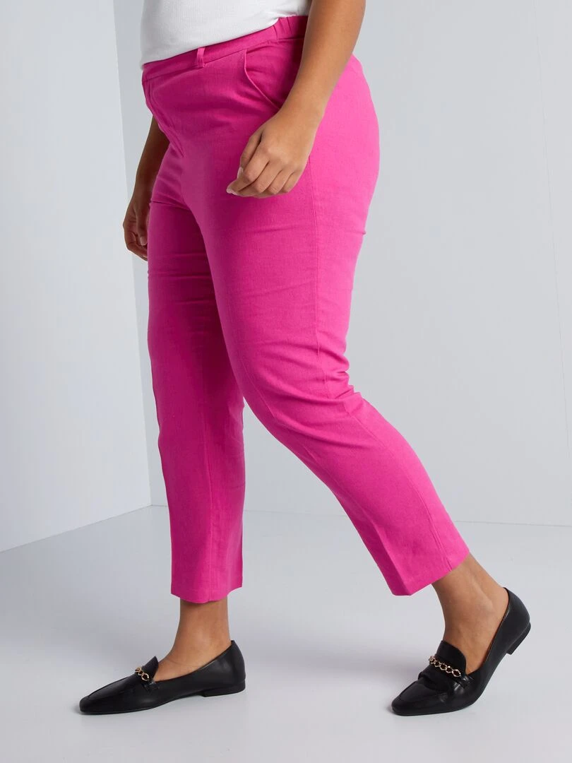 Pantalon skinny avec lin   Rose