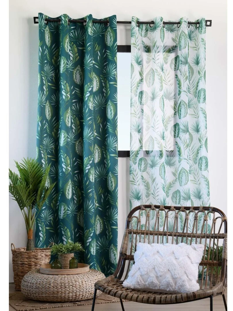 Rideau occultant au style nature   Vert