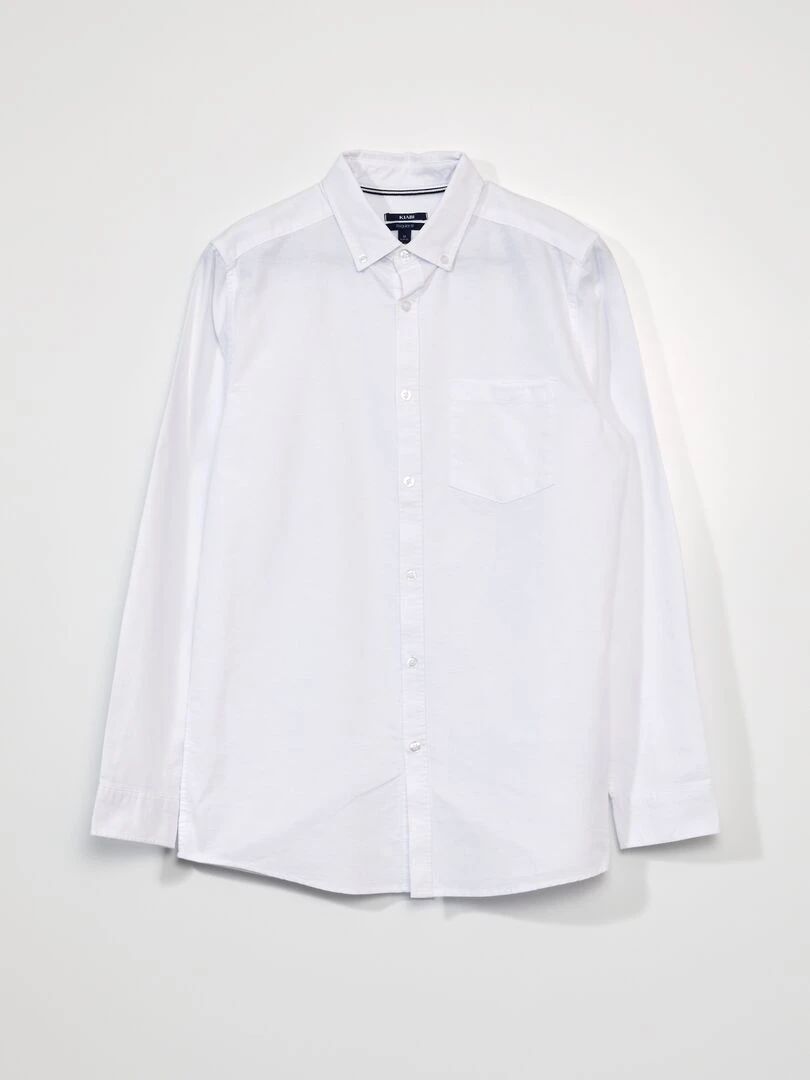 Chemise droite coton oxford blanc