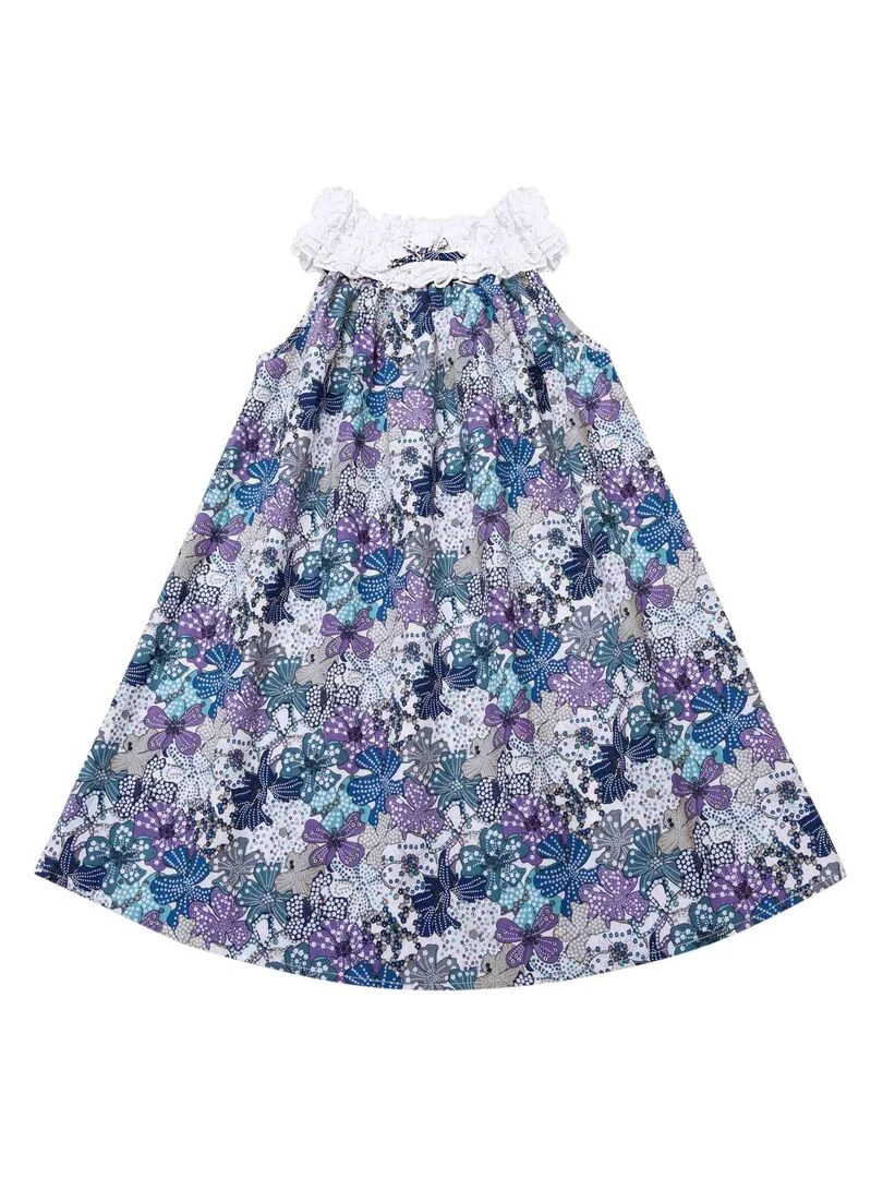 Robe Été Fleurie Liberty Bleu Lilas Fille  MANON   'LA FAUTE A VOLTAIRE'   Bleu Violet clair Bleu