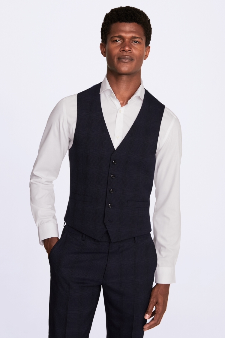 Slim Fit Navy Check Jacket   Buy Online at Moss