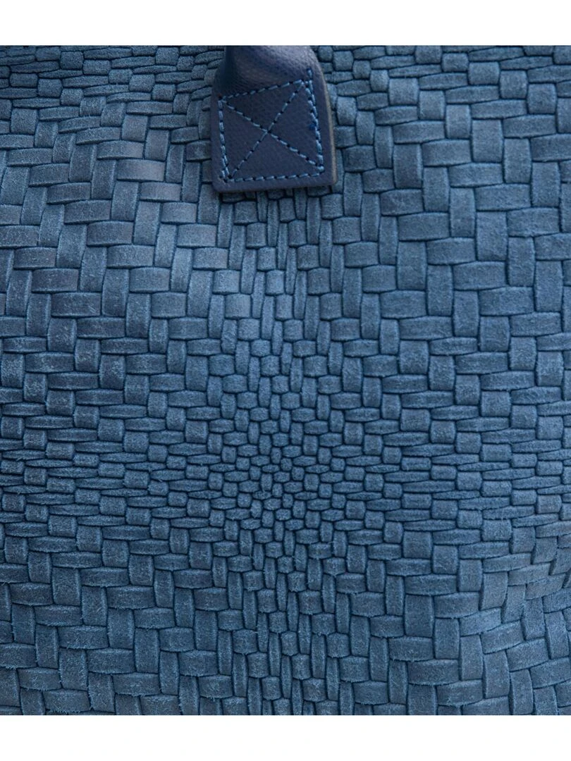 Sac cabas cuir tressé DL HELENE   Bleu
