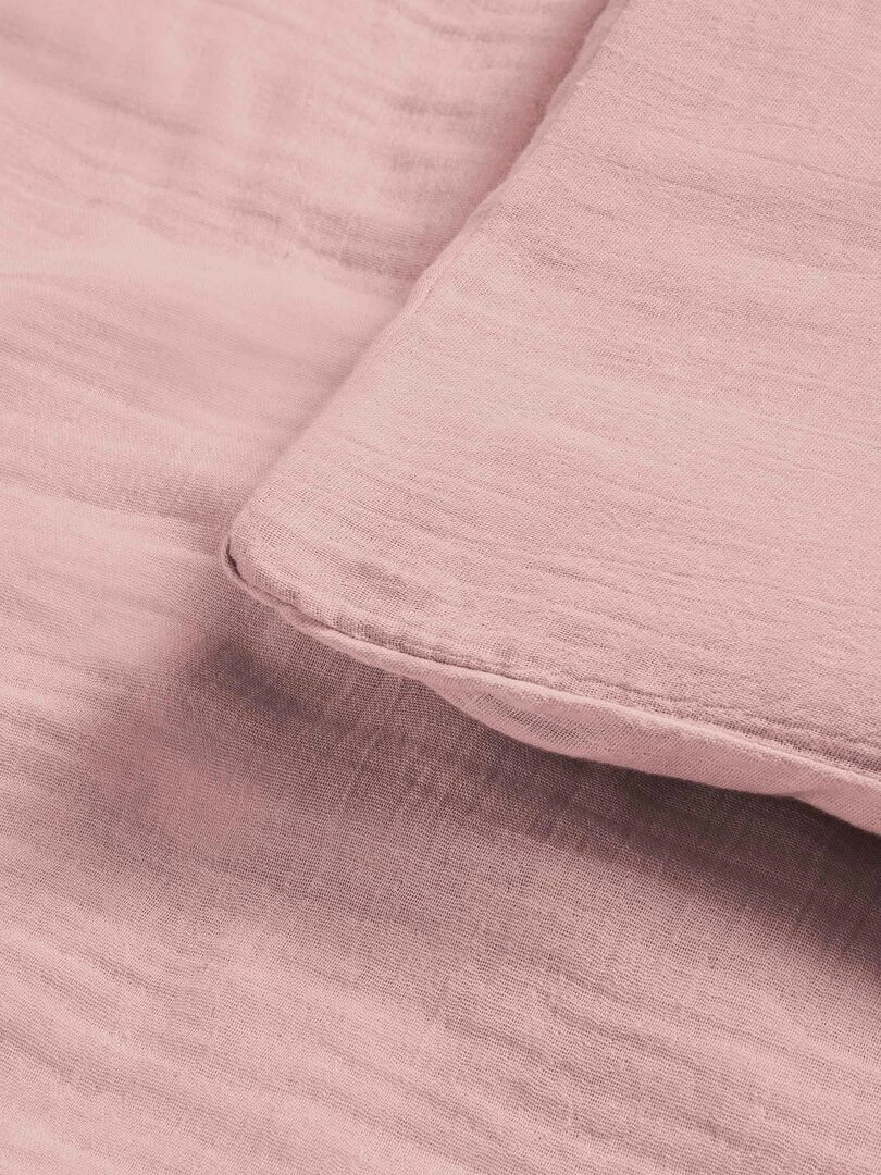 Taie d'oreiller double gaze de coton   'Le Lit de Mon Bébé'   Vieux rose