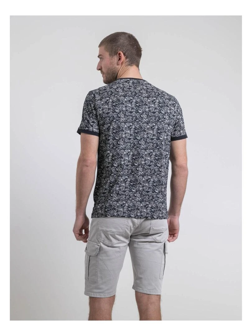 T shirt col rond pur coton NORIMA   Bleu marine