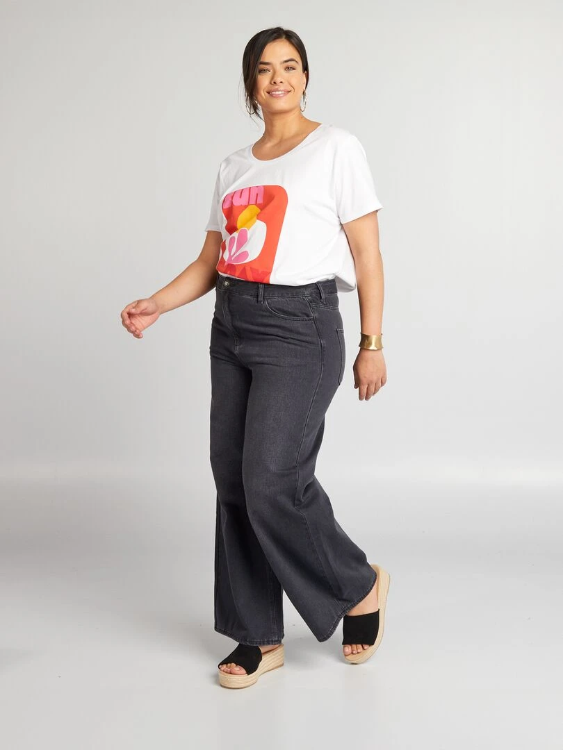Tee shirt en coton avec imprimé Blanc