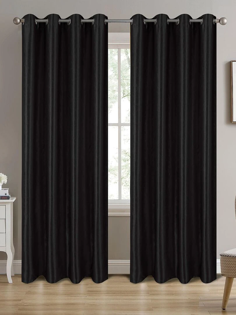 Paire de rideaux occultants à motifs géométriques Noir