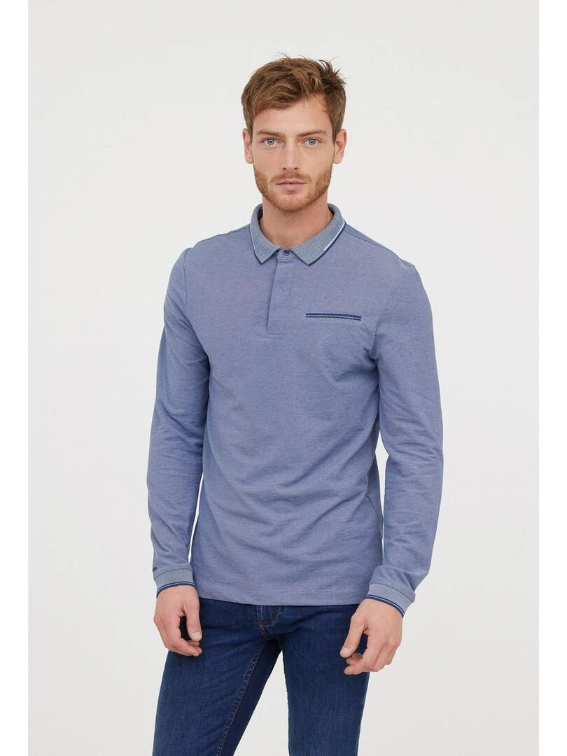 Lee Cooper Polo manches longues coton regular BUTEA Blanc Bleu marine