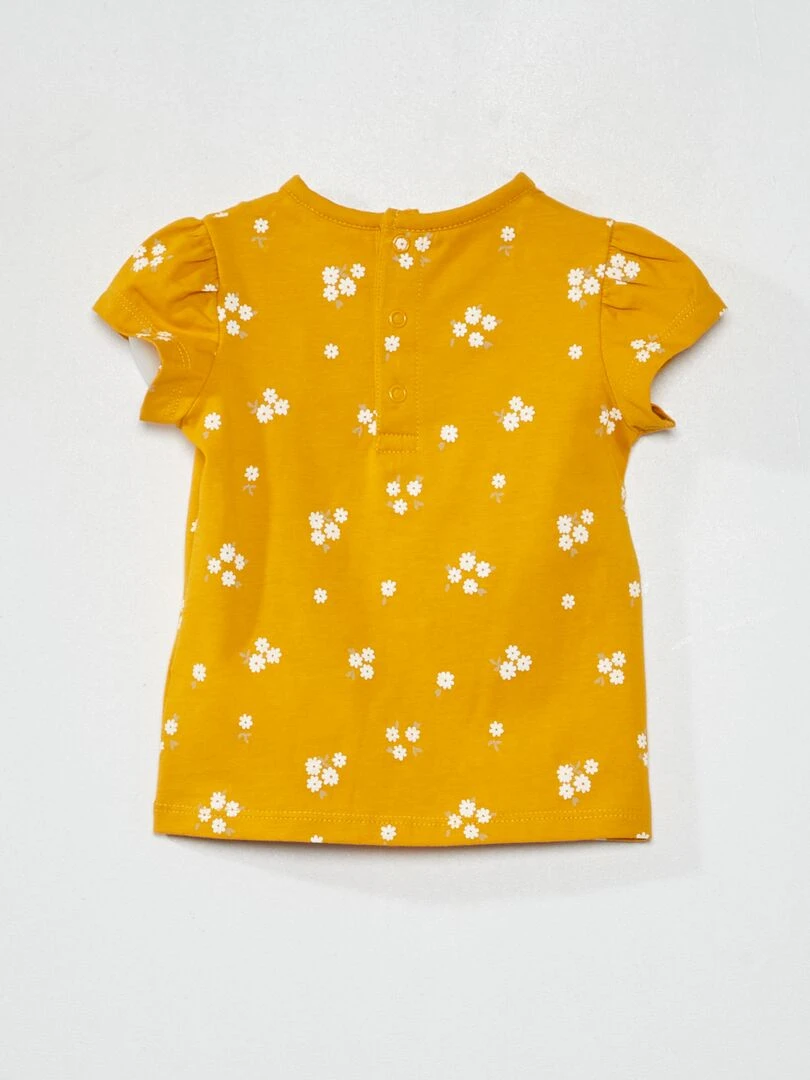 T shirt en jersey avec imprimé   Jaune fleurs