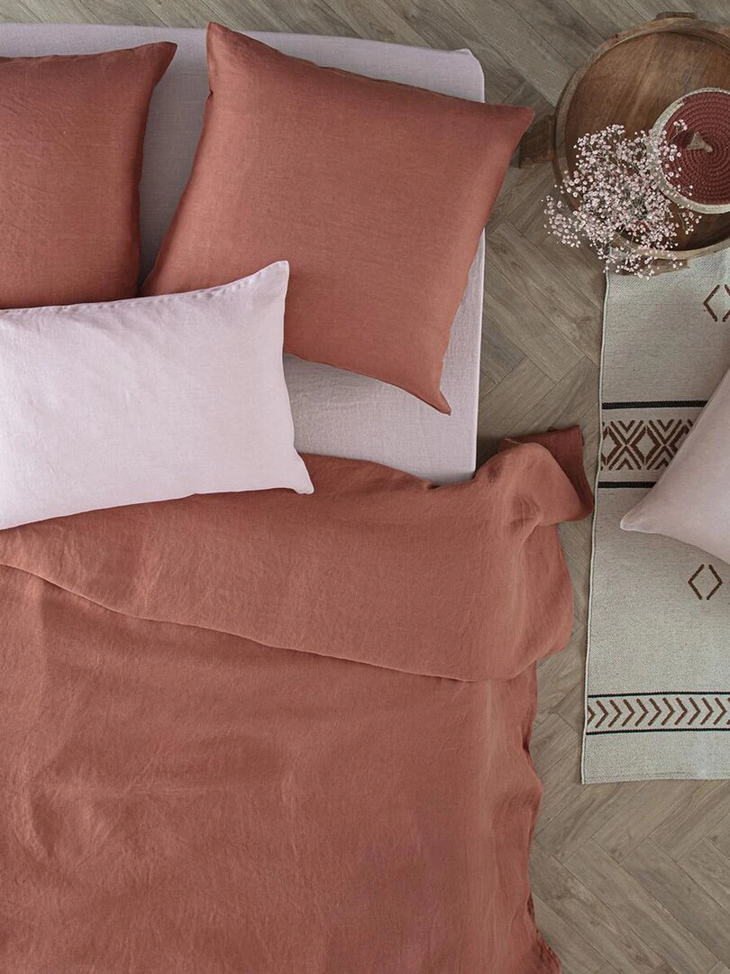 Housse de couette en 100% lin   Orange