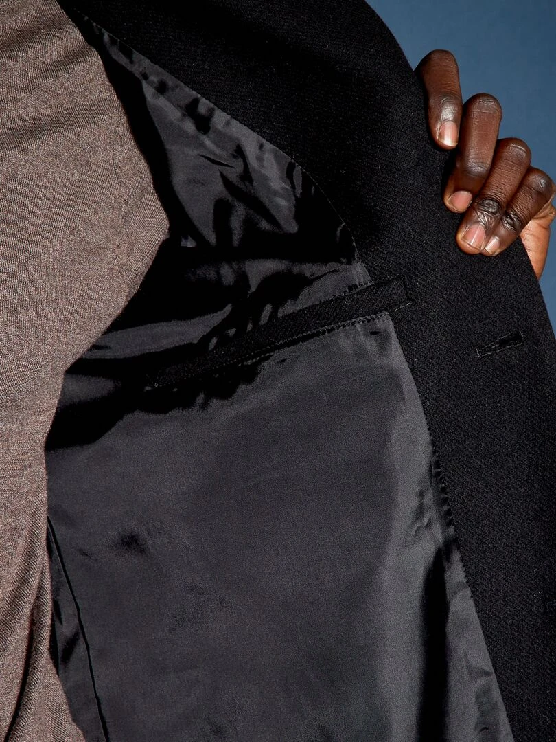 Manteau long avec ouverture boutonnée   noir