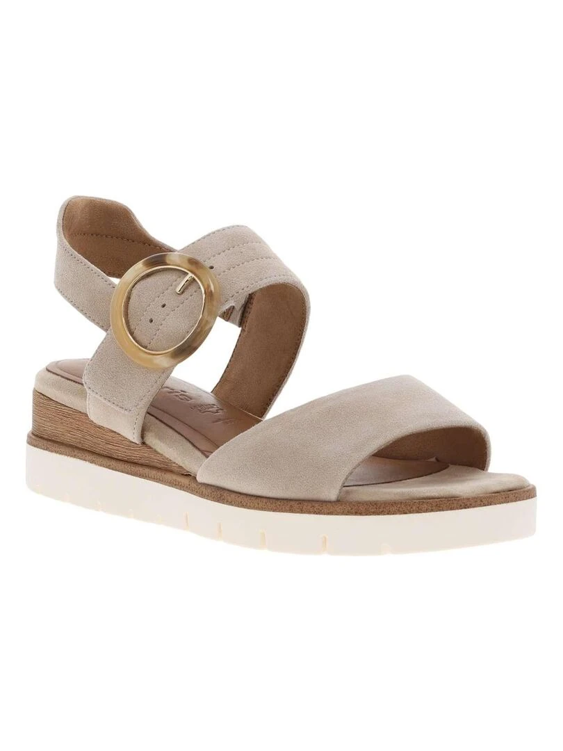 TAMARIS Nu pieds cuir talon semi compensée Ivoire