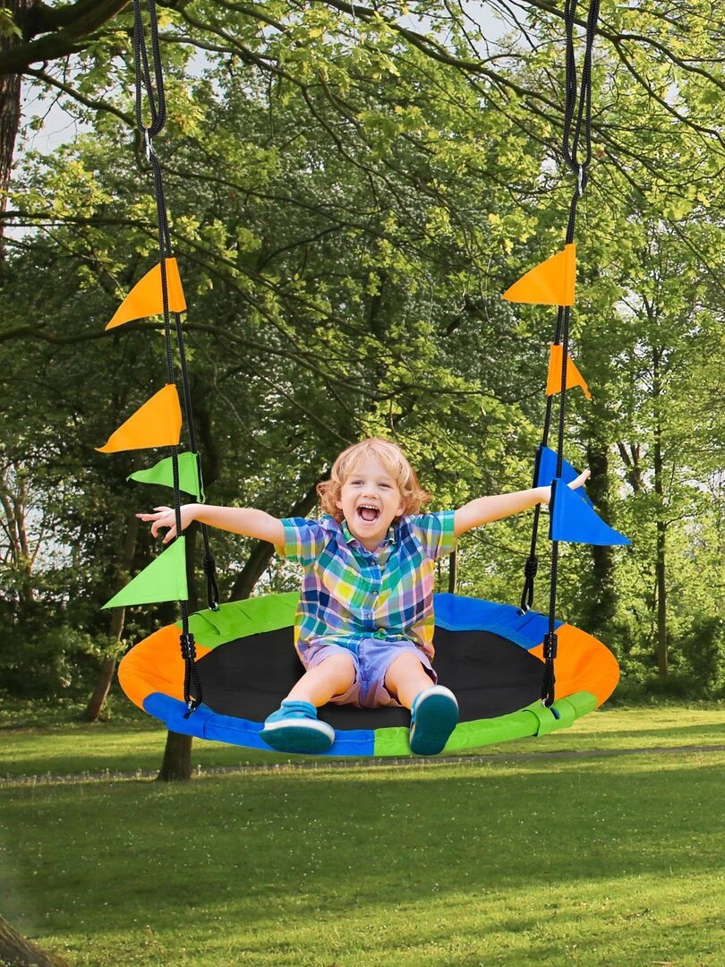 Balançoire nid d'oiseau rond Ø 100 cm multicolore   Multicolore