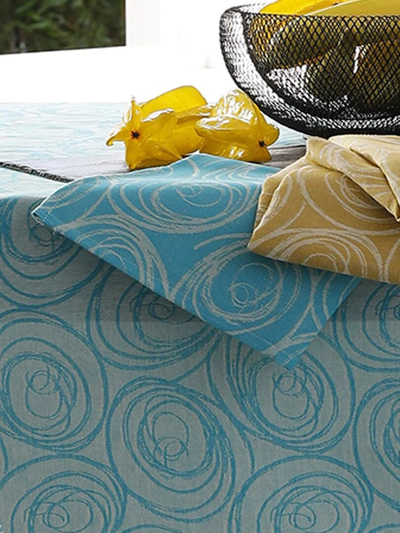 Lot de 3 serviettes de table spirale Bleu turquoise