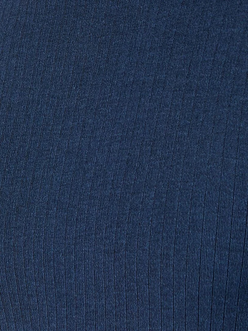 T shirt côtes molletonnées  col montant Thermolactyl   Damart   Bleu marine