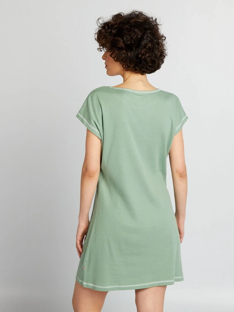 Chemise de nuit côtelée   Vert