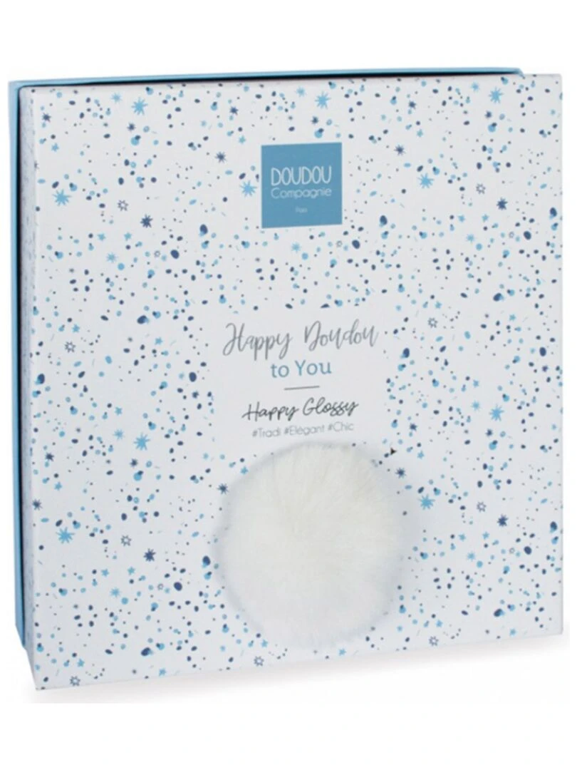 Doudou plat avec coffret lapin bleu Happy Glossy N/A